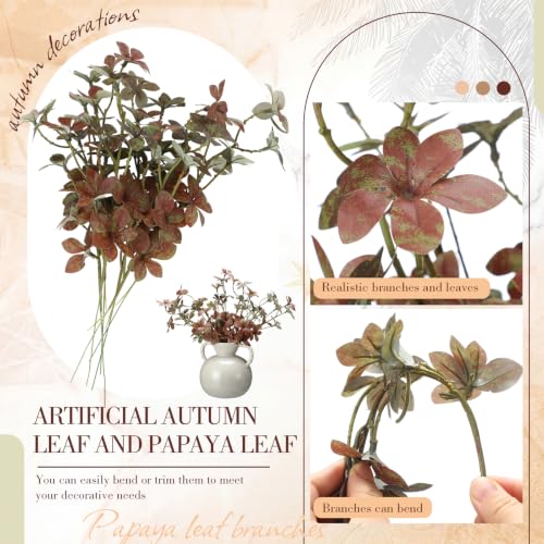 Artificial Fall Leaves Stems for Vases - 16 Inch Faux Autumn Branches, 6 Pack