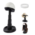 Adjustable Wig Head - Wig Stand for Travel and Salon for Styling Protection, Collapsible Compact Stand, Expands Long and Short Wigs (White & Black)