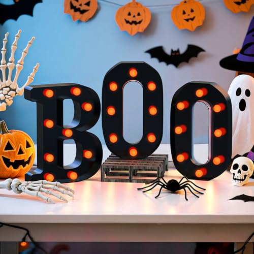 LED Marquee Letters BOO Halloween Decorations Indoor Outdoor Light Up Sign