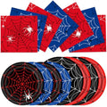 Multicolor 40pcs Spider Web Party Supplies Set - Includes Plates & Napkins