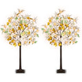 Lighted Artificial Fall Tree with Timer - 4FT White Maple Decor for Autumn & Halloween