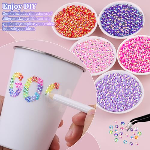Jelly Multicolored Resin Rhinestones 4mm Flatback Gems for DIY Crafts & Jewelry Kit with 3Pcs Glue