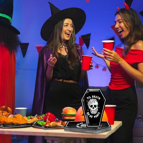Halloween Skull Coffin Paper Plates - Disposable Party Tableware, 40 Pack
