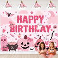 Pink Halloween Birthday Backdrop 6x4FT Spooky Cute Party Decorations