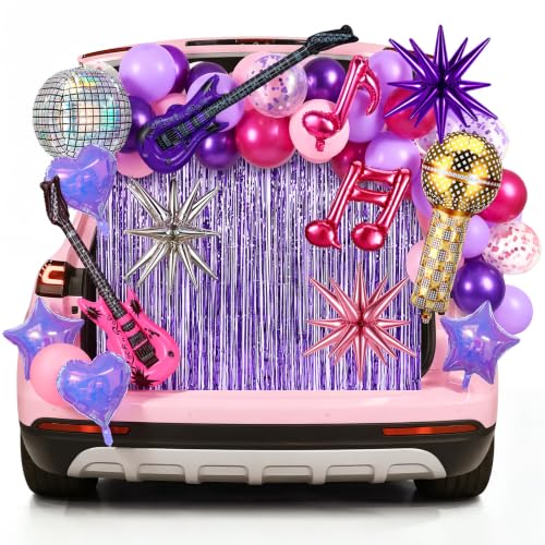 Halloween Kpop Car Decor Kit - Trick or Treat Trunk or Treat Party Supplies - Pink & Purple Theme - 82 Pieces