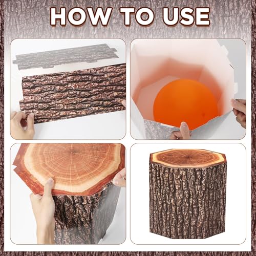 6 Pcs Tree Stump Party Decorations Wooden Grain Boxes for Fall Halloween Christmas