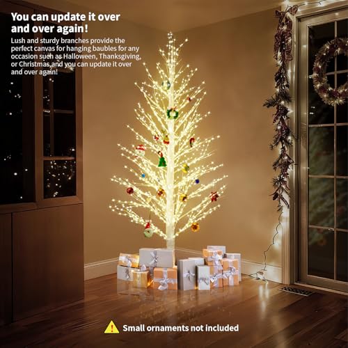 5FT Lighted Birch Tree with 945 LED Lights, Waterproof Indoor Outdoor Christmas Decor