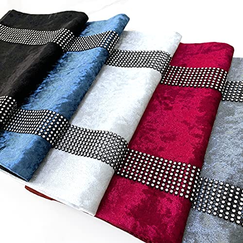Black Velvet Placemats Set of 4 - Minimalist Diamond Stripe Elegant Dining & Decor