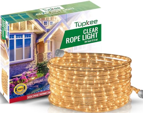 2 Pack Clear Incandescent Rope Lights 24ft Waterproof Connectable Decor