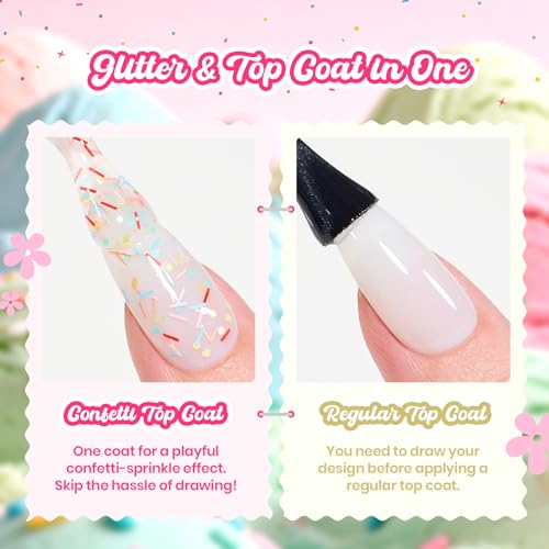 Beetles Glitter Gel Top Coat 15ml - Confetti Sparkle Nail Polish Overlay - Variation B