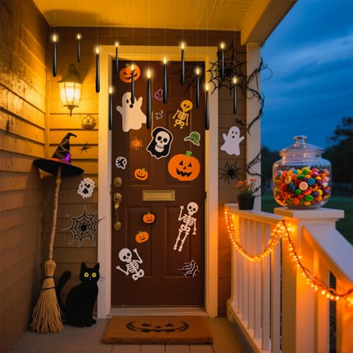 12pcs Black Floating Candles with Wand Remote Halloween Decorations