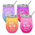 Gradient Girls Trip Wine Tumbler Set - 4 Pcs Insulated Travel Cups with Lid