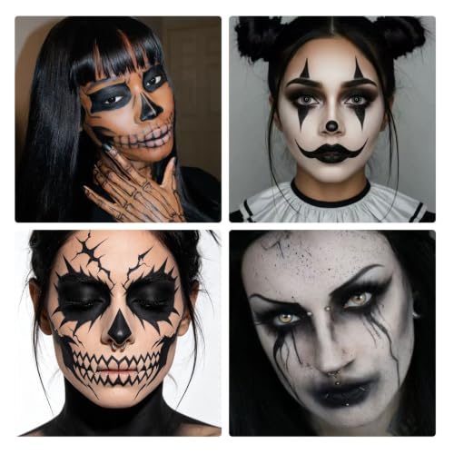 Black Dual-Ended Face & Body Paint Stick with Brush - Full Coverage Makeup for Cosplay & Halloween - Variation #01 Black