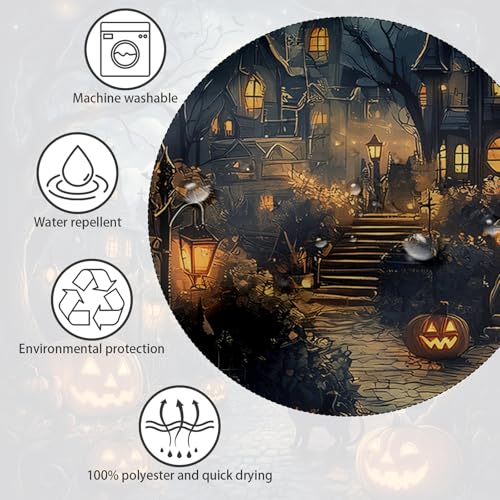 APROPHIC Halloween Horror Castle Shower Curtain - Black1, 72x72 in