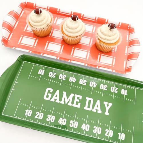 Orange Plaid Melamine Serving Tray with Handles - Seasonal Party Platter