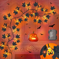 9FT Halloween Willow Vine Garland with Pumpkin & Orange Lights - Black, 8 Modes, Waterproof, Indoor Decor - Orange