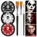 Face & Body Paint Kit with Brushes - White Black Red for Halloween Cosplay SFX Makeup - Variation: Black+White+Red