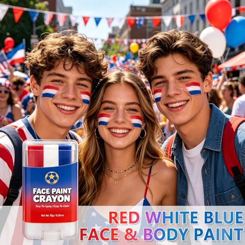 Red White and Blue Face Body Paint Stick for Soccer Fans - Variation of THIS listing