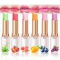 Fruit Color Changing Lipstick Set - Aloe Vera, Strawberry, Peach, Mango, Blueberry, Grape - 6 Pcs