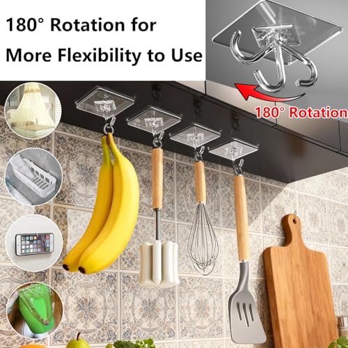 Large Waterproof Adhesive Wall Hooks 10-Pack for Holiday & Home Decor - Clear