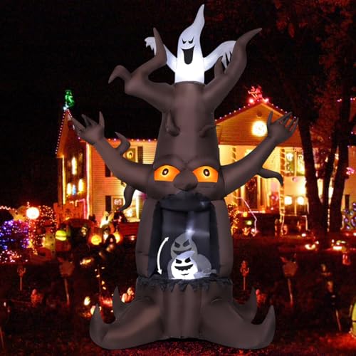 9 Ft Inflatable Halloween Dead Tree with Ghosts & LED Lights Outdoor Decor