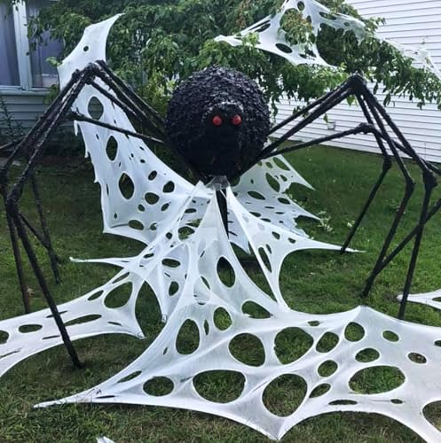DIY Outdoor Spider Web Decoration 26.9X12.46ft Halloween Cobweb Netting - Stretchy Webbing for Haunted House & Yard Decor