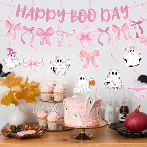 Pink Halloween Birthday Decorations - 12 Pcs Girl Party Decor