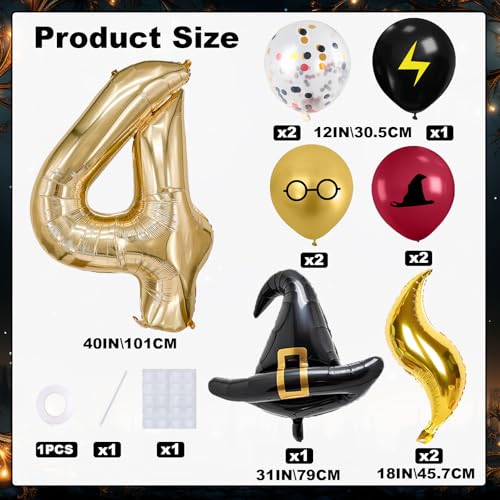 Number 4 Magic Balloon Set - Mystic Wizard Themed Party Decorations