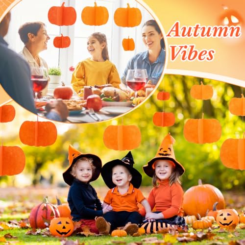 Fall Pumpkin Hanging Decorations Set - 24 Felt Ornaments for Autumn & Thanksgiving