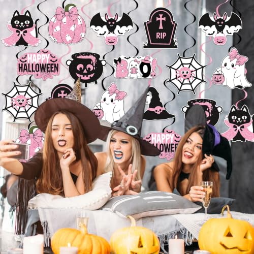 Pink Halloween Hanging Swirl Decorations - 40Pcs Party Ceiling Streamers