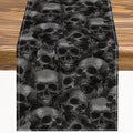 Halloween Skull Table Runner Black Gothic Skeleton for Dining Room - 13x60 in - Variation Skull-8
