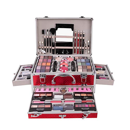 Joyeee Red All-in-One Makeup Kit 106Pcs Women Full Set with Travel Case