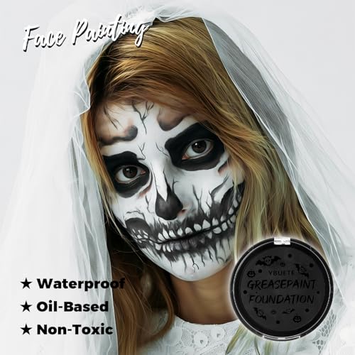 Oil-Based Face & Body Painting Foundation for Halloween & Cosplay - Black