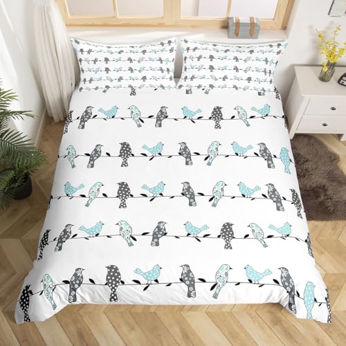 Girls Boho Birds Bedding Set - Multi Twin No Comforter, Nature Floral Decor