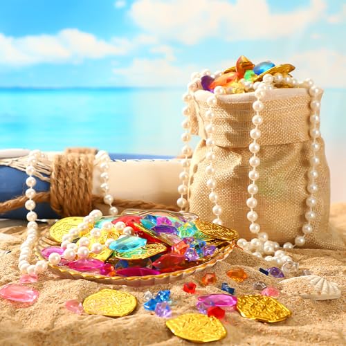 Small Pirate Treasure Pool Toys Set – Gems, Coins & Pearls, 246 pcs
