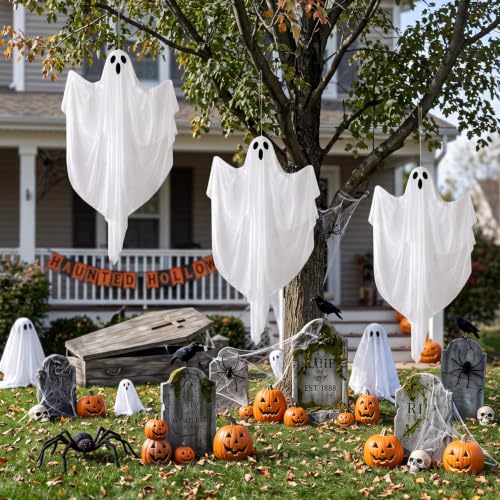 Blue 4 FT Light Up Halloween Ghost Decoration with LED Lights, Timer & 8 Modes