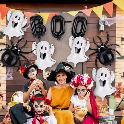 Halloween Ghost & Spider Foil Balloons Set - 9pcs Party Decorations