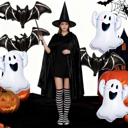 Halloween Mummy Balloons Set - Ghost & Bat Foil Balloons for Party Decorations