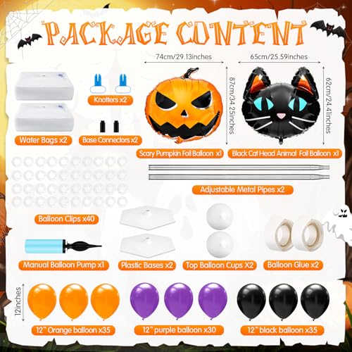 Purple Cat Pumpkin Halloween Balloon Column Stand Kit - 34 Inch