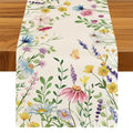 Lavender Daisy Spring Table Runner Beige 13x48 Inch for Dining & Parties