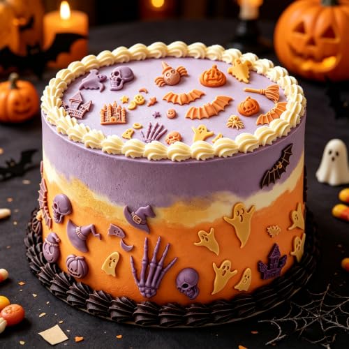 Halloween Fondant Mold Set - Pink 6-Piece Skull Ghost Skeleton Hand Cake Decor