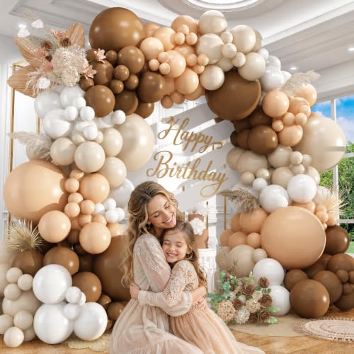 Y06 Brown Balloon Arch Kit - 500pcs Neutral Latex Balloons for Birthday & Baby Shower