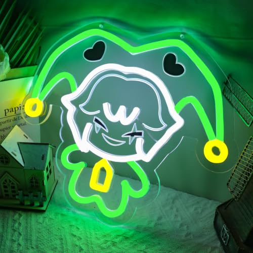 Green Harlequin Circus Neon Sign Wall Decor - 11.8x10.2 Inches with Dimmable LED USB Light