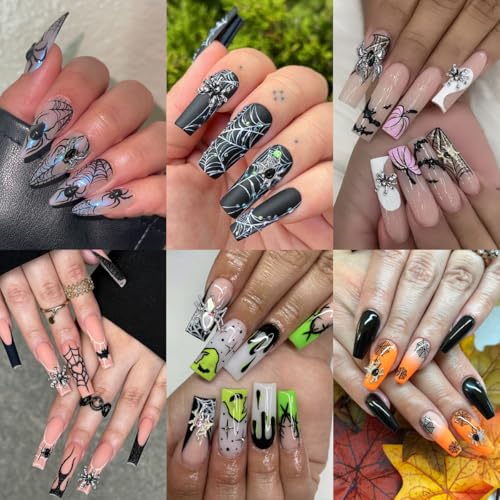 Silver Spider Nail Charms Set - Halloween 3D Gold & Silver Nail Gem Decorations for Nails - Variation: Silver Spider-6