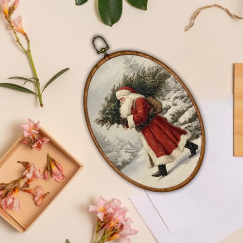 Christmas Santa Claus Oval Wall Art Decor 8.6x11.4 Inches - Variation 45