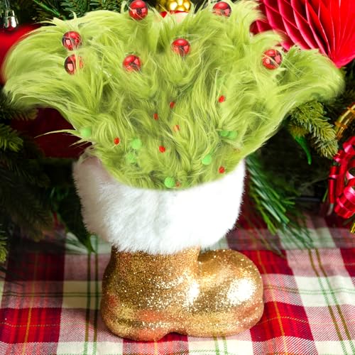 10 Pcs Lime Green Furry Christmas Tree Topper Decorations - Stylish Holiday Picks
