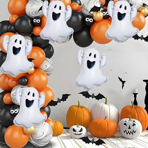 Halloween Balloons Set - 6 Large Spooky Foil Balloons for Party Decorations