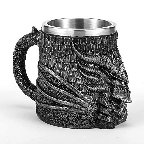 Medieval Dragon Beer Mug - 17oz Stainless Steel Drinkware for Collectors & Themed Parties