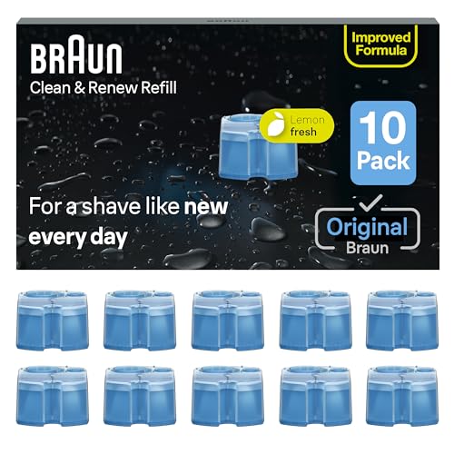 Electric Razor Cleaning Cartridges – Pack of 10 Replacement Solution for Braun Clean & Renew