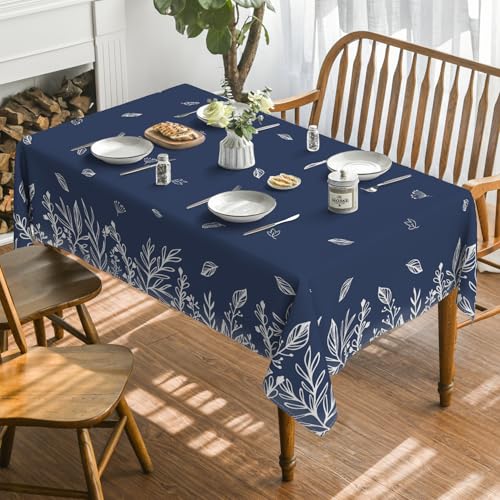 Fall Tablecloth 60 x 60 Inch Square Thanksgiving Wild Flowers Blue Variation